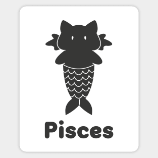 Pisces Cat Zodiac Sign with Text (Black and White) Sticker